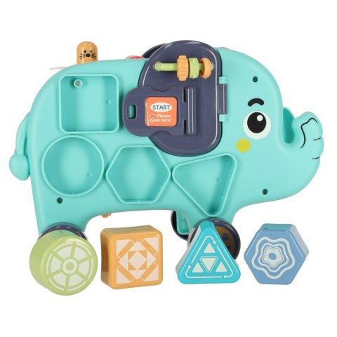 Słonik tablica manipulacyjna montessori wbijak sorter klocki młotek 26cm Słonik tablica manipulacyjna montessori wbijak sorter klocki młotek 26cm