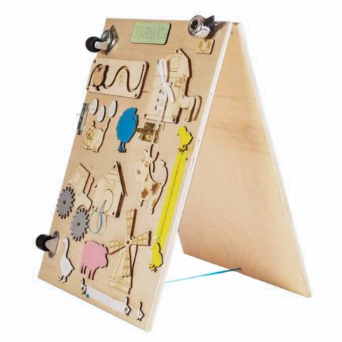 Tablica manipulacyjna drewniana dwustronna farma naturalna 28 x 37,5 x 50 cm Tablica manipulacyjna drewniana dwustronna farma naturalna 28 x 37,5 x 50 cm