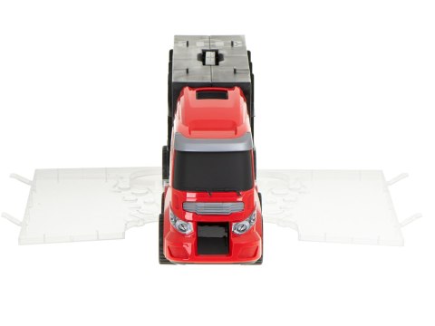 Transporter ciężarówka TIR wyrzutnia w walizce + 7 aut 13 luków straż pożarna 57cm XXL Transporter ciężarówka TIR wyrzutnia w walizce + 7 aut 13 luków straż pożarna 57cm XXL