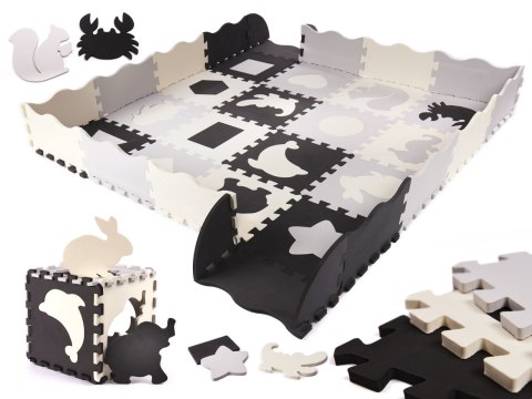 Mata edukacyjna piankowe puzzle kojec szara 143 x 143 cm 36 elementów Mata edukacyjna piankowe puzzle kojec szara 143 x 143 cm 36 elementów