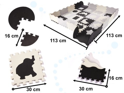 Mata edukacyjna piankowe puzzle kojec szara 143 x 143 cm 36 elementów Mata edukacyjna piankowe puzzle kojec szara 143 x 143 cm 36 elementów