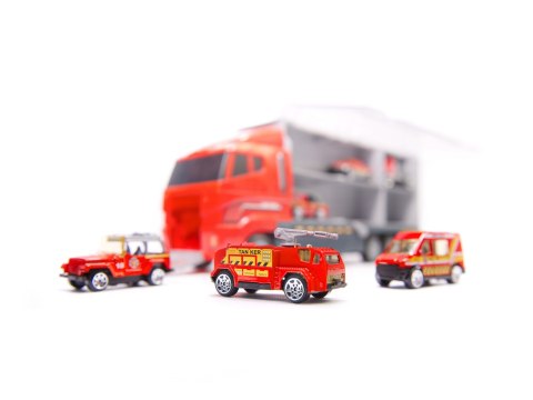 Transporter ciężarówka TIR wyrzutnia + metalowe auta straż pożarna Transporter ciężarówka TIR wyrzutnia + metalowe auta straż pożarna