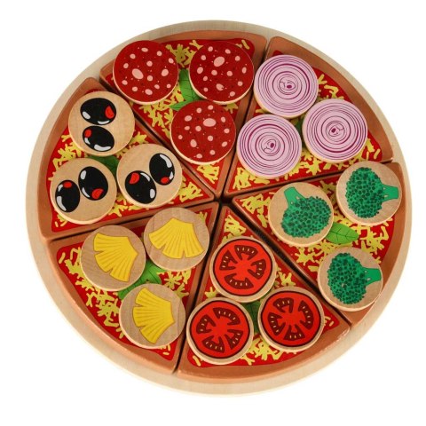 Pizza drewniany zestaw do zabawy z akcesoriami 20cm Pizza drewniany zestaw do zabawy z akcesoriami 20cm