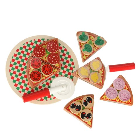 Pizza drewniany zestaw do zabawy z akcesoriami 20cm Pizza drewniany zestaw do zabawy z akcesoriami 20cm