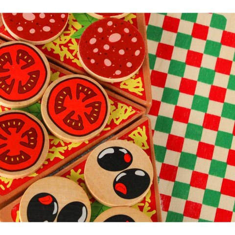 Pizza drewniany zestaw do zabawy z akcesoriami 20cm Pizza drewniany zestaw do zabawy z akcesoriami 20cm