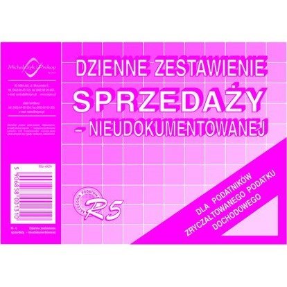 DZIENNE ZESTAWIENIE SPRZEDAŻY (NIEUDOKUMENTOWANEJ). (OFFSET) MICHALCZYK I PROKOP A6 DZIENNE ZESTAWIENIE SPRZEDAŻY (NIEUDOKUMENTOWANEJ). (OFFSET) MICHALCZYK I PROKOP A6