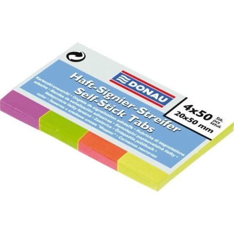 ZAKŁADKI DONAU PAPIEROWE 20 X 50 MM 4 KOLORY PO 50 KARTEK ZAKŁADKI DONAU PAPIEROWE 20 X 50 MM 4 KOLORY PO 50 KARTEK