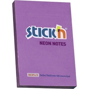 KARTECZKI STICK'N 51 X 76 MM NEONOWE KOLORY (100), FIOLETOWY KARTECZKI STICK'N 51 X 76 MM NEONOWE KOLORY (100), FIOLETOWY