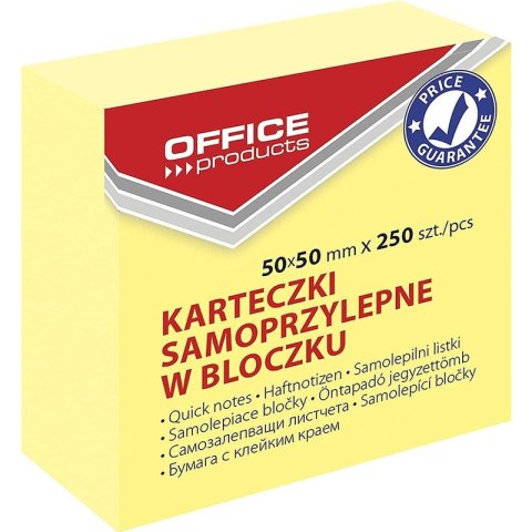 Karteczki Office Products 50x50mm pastel jasnożółte (250) Karteczki Office Products 50x50mm pastel jasnożółte (250)